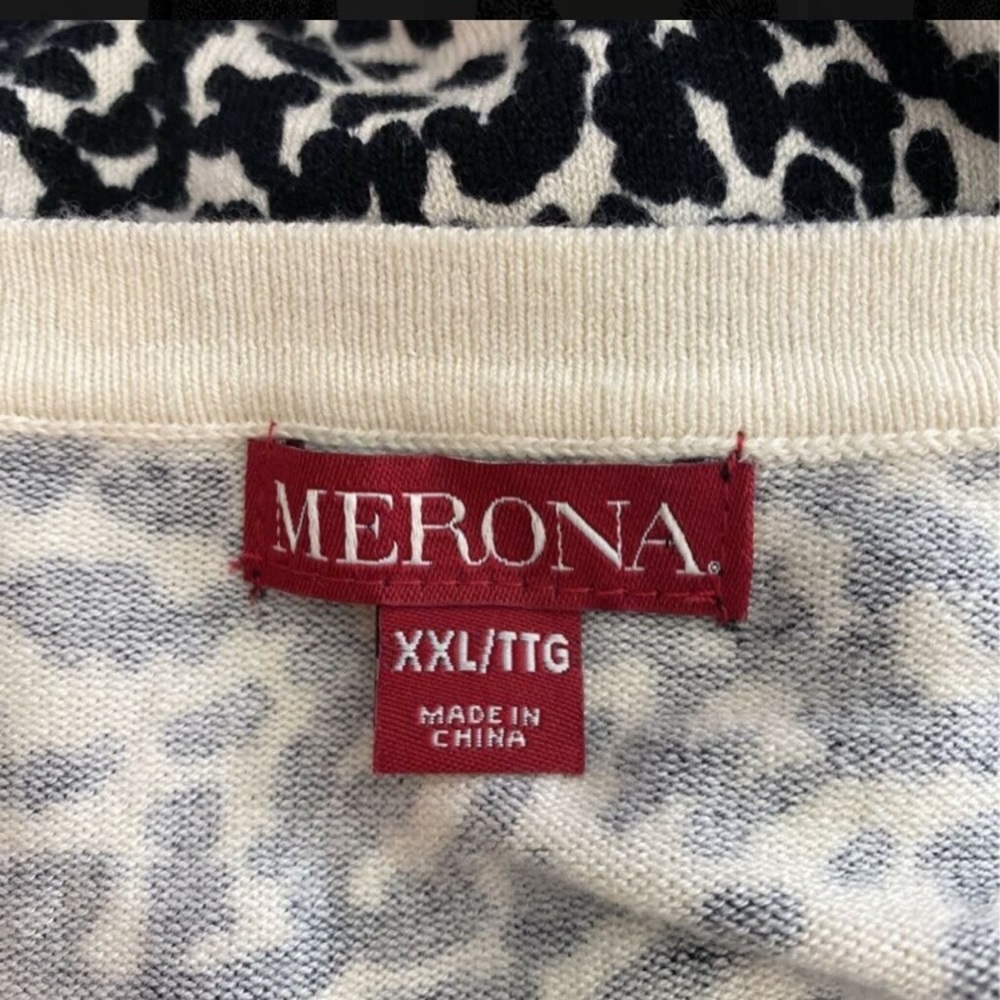 SOLD! Merona White Animal Print Ultimate V-Neck Cardigan - Picture 12 of 13